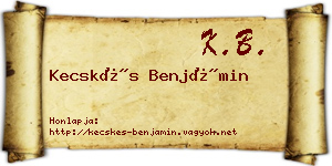 Kecskés Benjámin névjegykártya